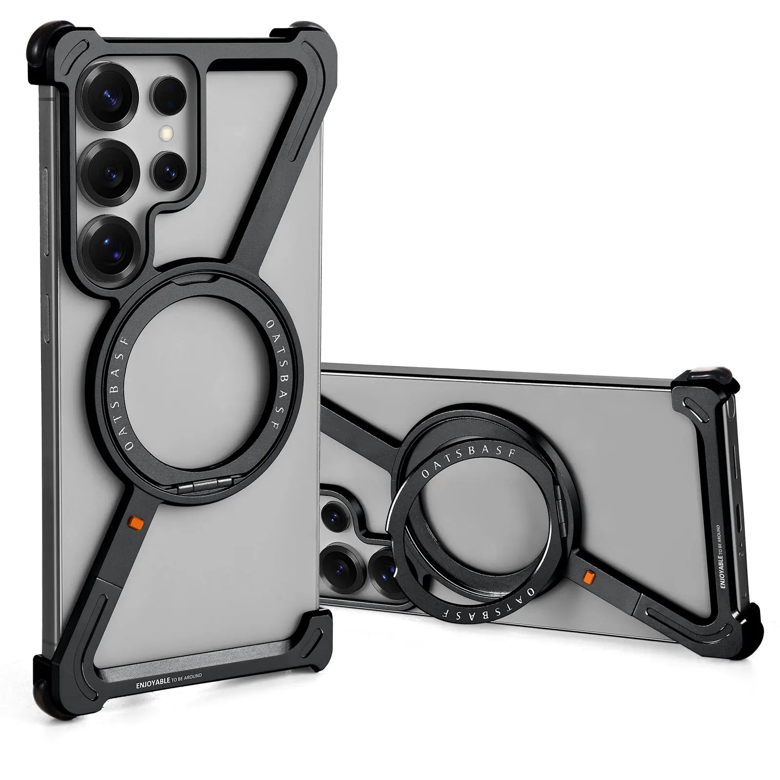 Samsung Galaxy S25 Ultra Frameless Metal Case with 360° Rotating Stand