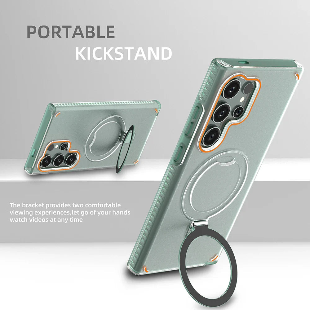 Samsung Galaxy S25 Series Magnetic Matte Case with Ring Stand