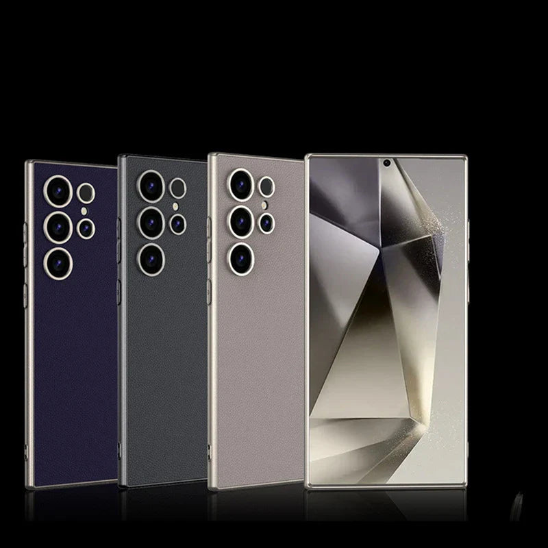 Samsung Galaxy S25 Ultra Metallic Frosted Leather Shockproof Case