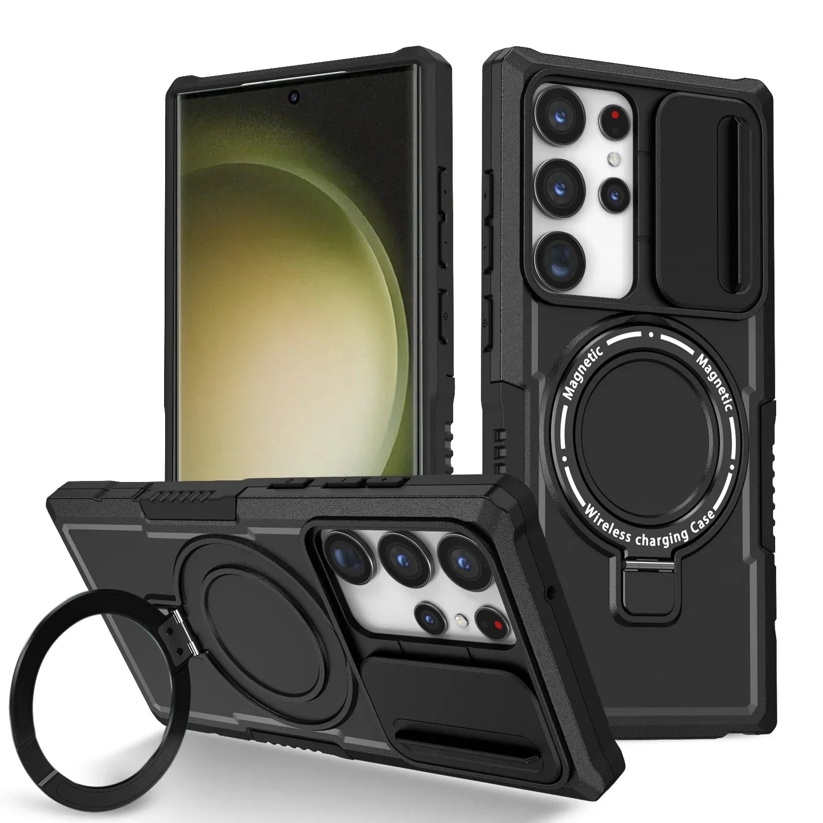 Samsung Galaxy S25 Series Magnetic Hybrid Armor Case with Ring Holder