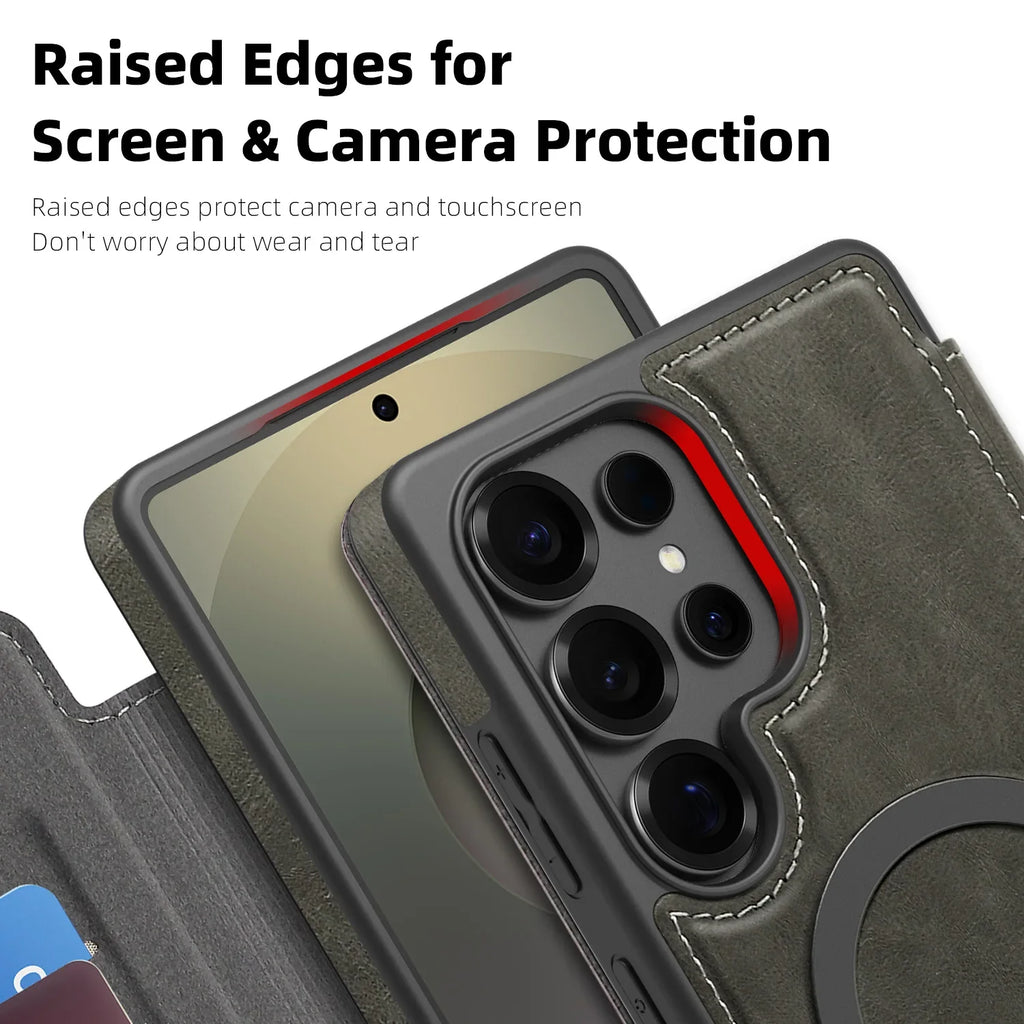 Samsung Galaxy S25 Series PU Leather Magnetic Wallet Flip Case