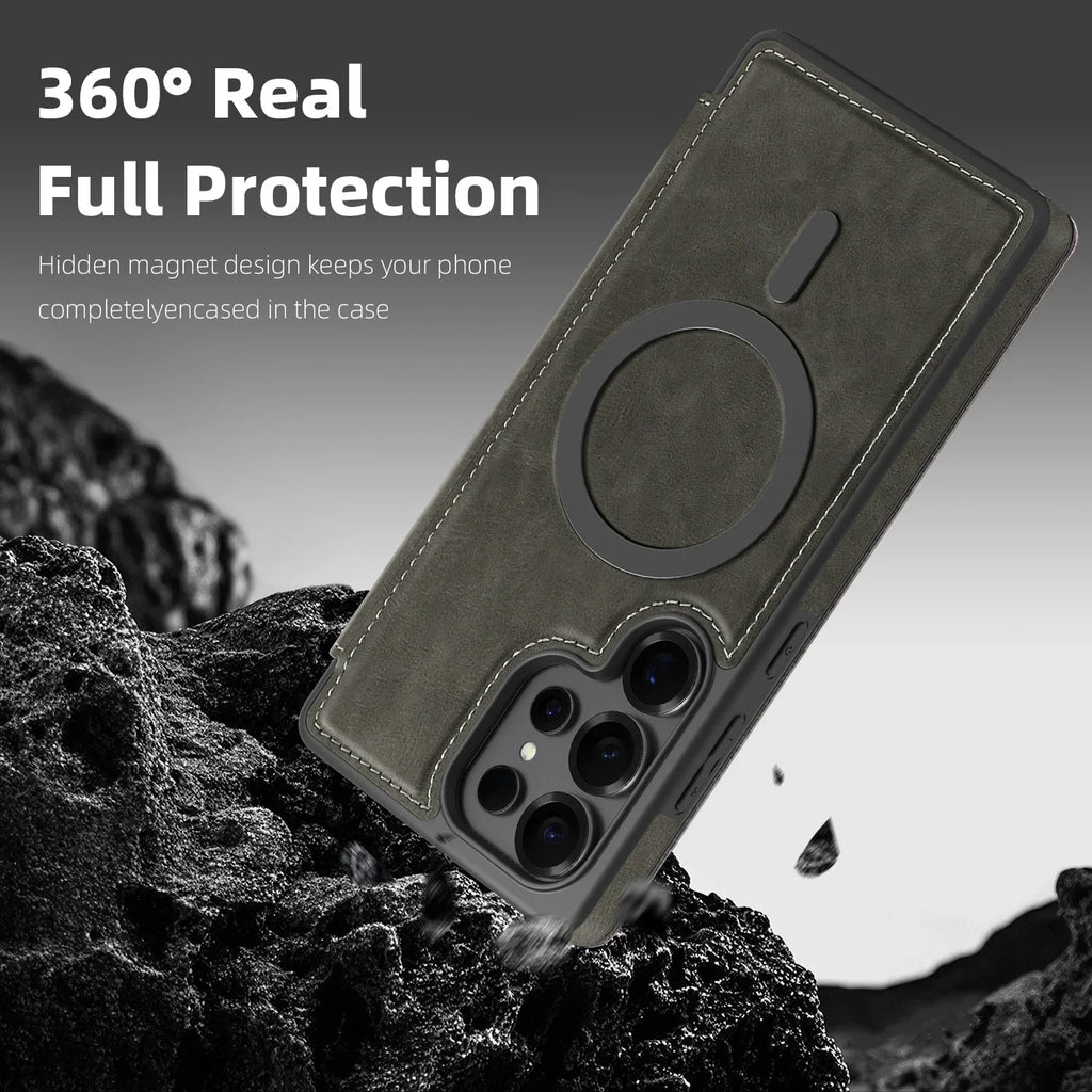 Samsung Galaxy S25 Series PU Leather Magnetic Wallet Flip Case