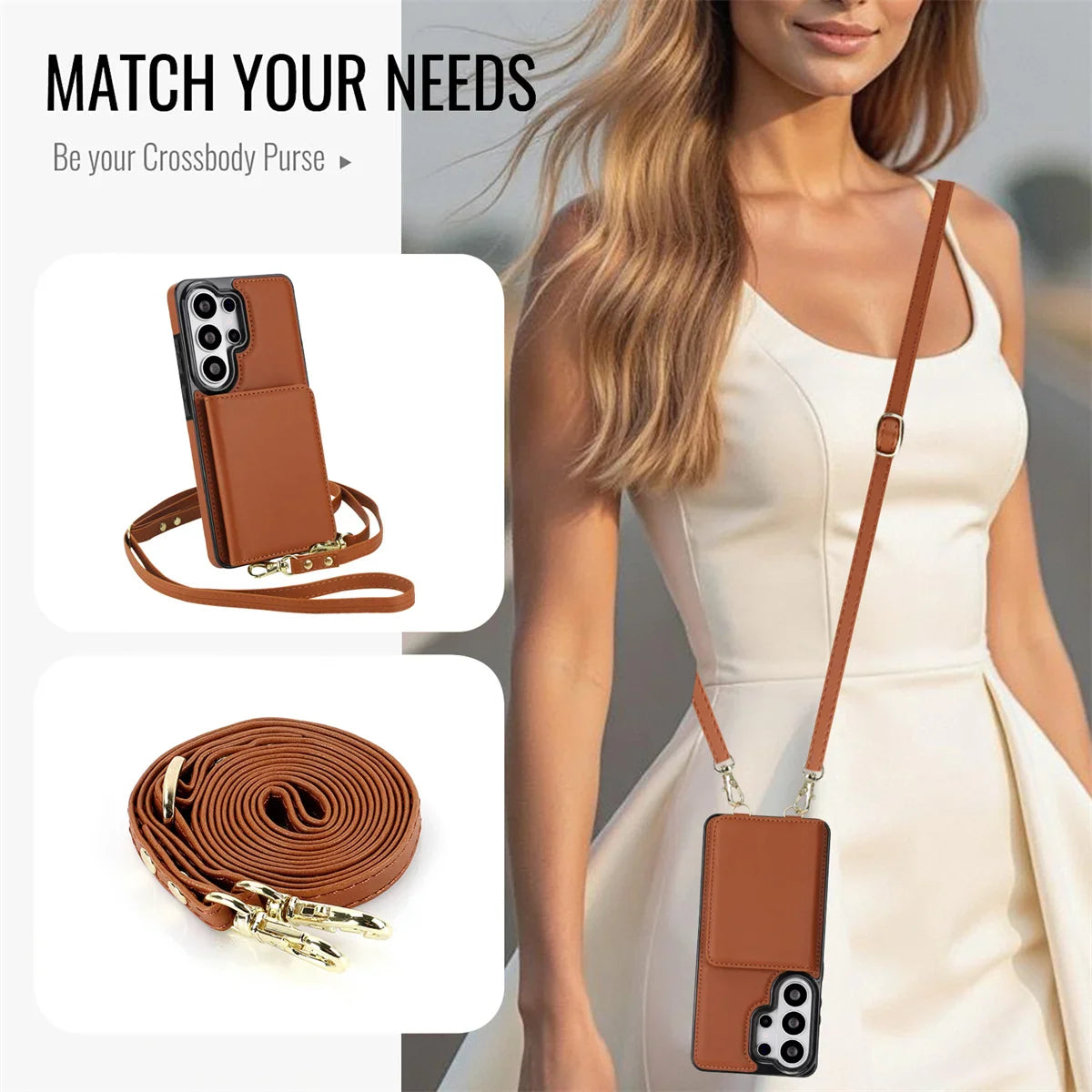 Samsung Galaxy S26 Series Case with RFID Wallet and Crossbody Strap