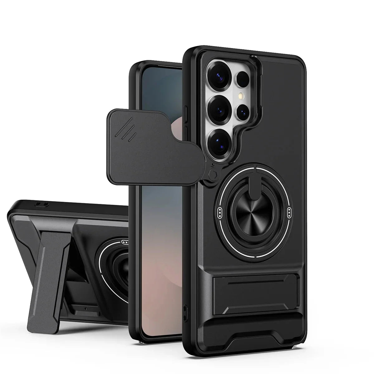 Samsung Galaxy S25 Series Protective Case with Lens Guard & Ring Stand