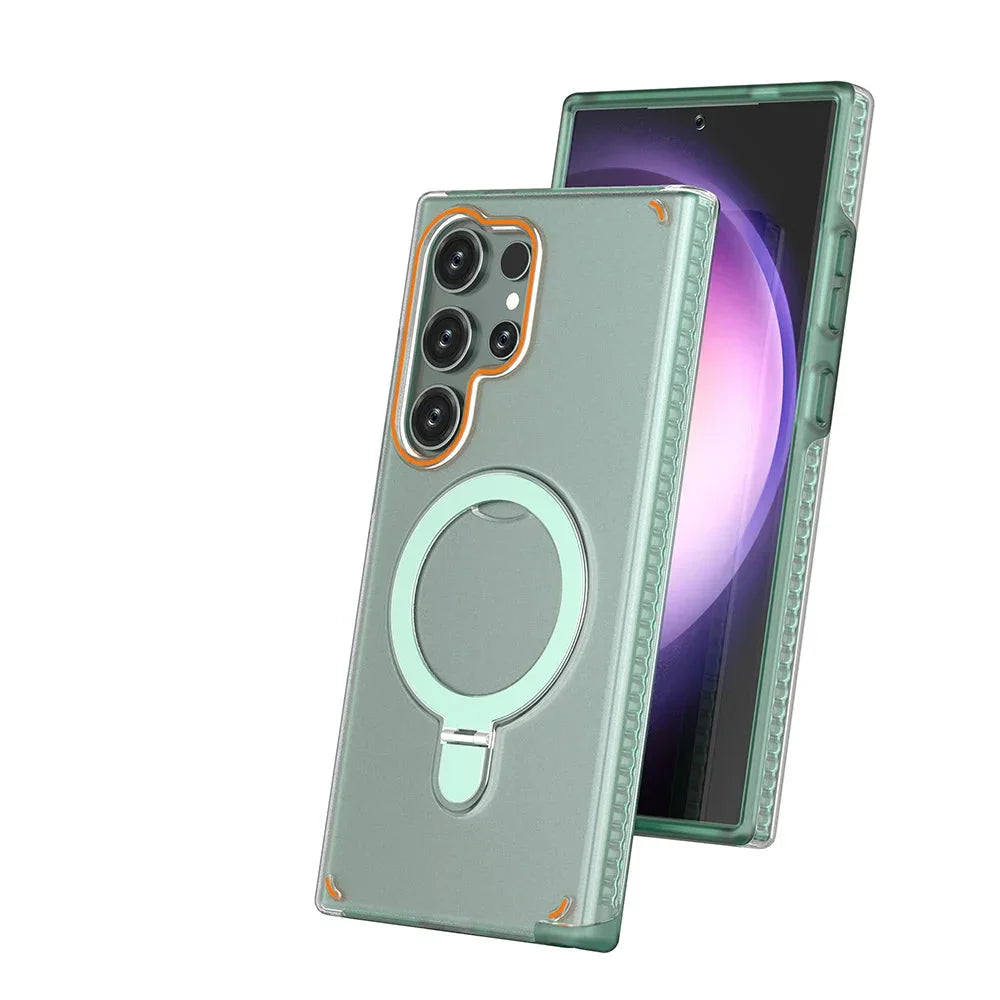 Samsung Galaxy S25 Series Magnetic Matte Case with Ring Stand