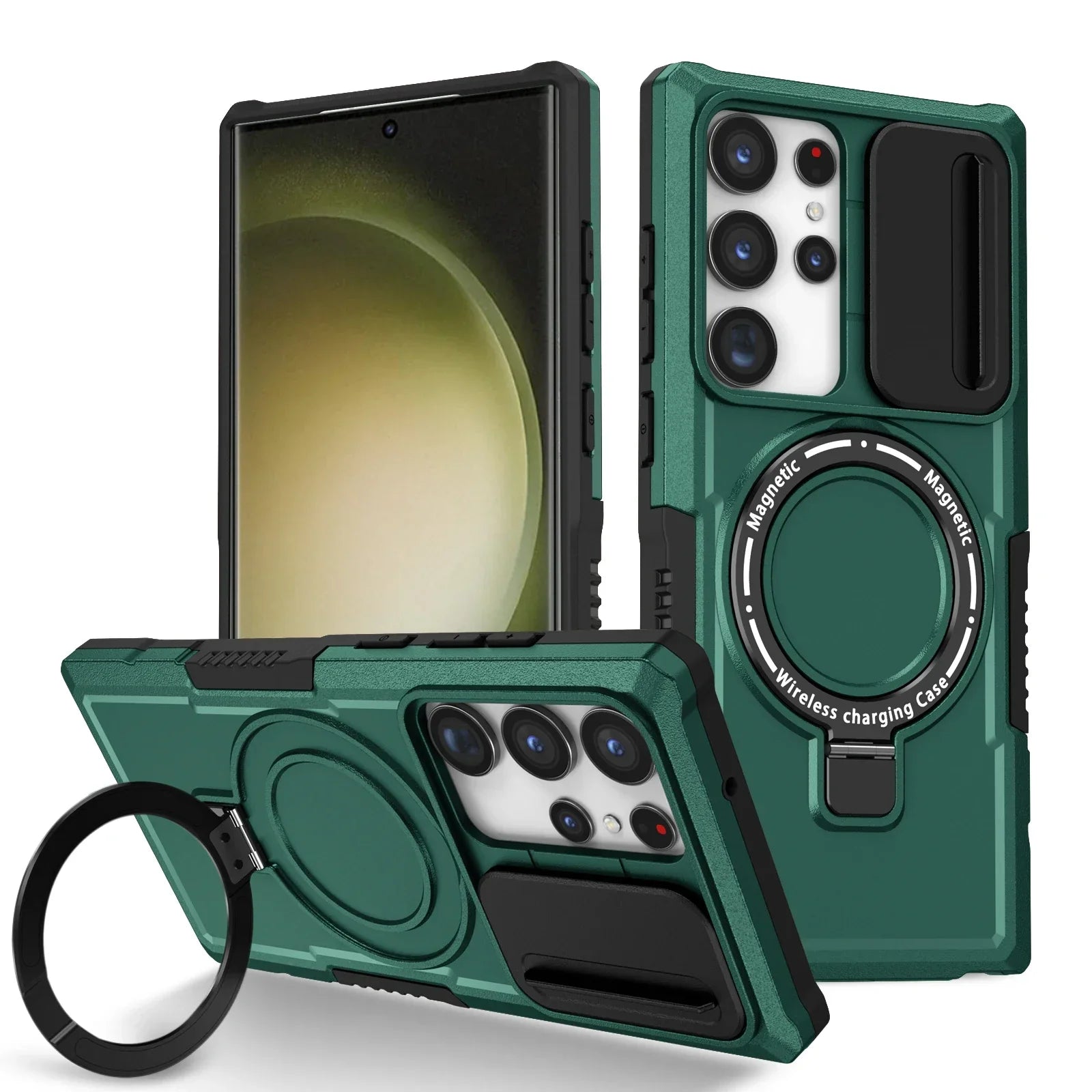 Samsung Galaxy S25 Series Magnetic Hybrid Armor Case with Ring Holder