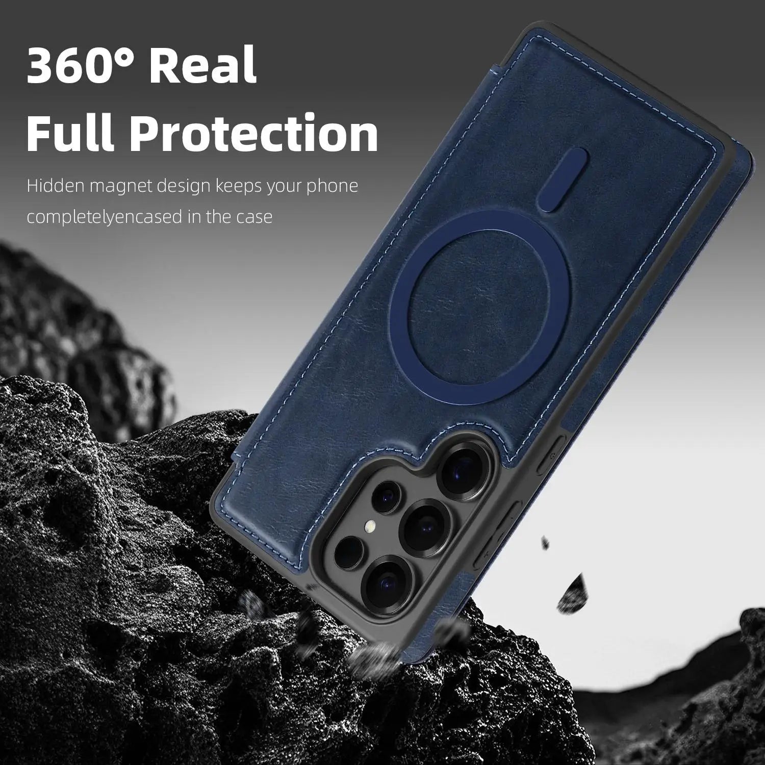 Samsung Galaxy S25 Ultra Protective Magnetic Flip Case with Card Slot