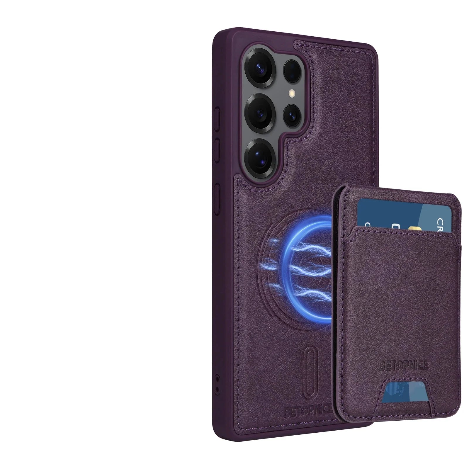 Samsung Galaxy S25 Ultra Leather Case with Detachable Magnetic Wallet & Card Holder