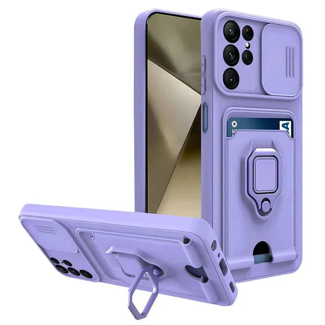 Samsung Galaxy S25 Series Magnetic Phone Case with Camera Cover & Card Slot