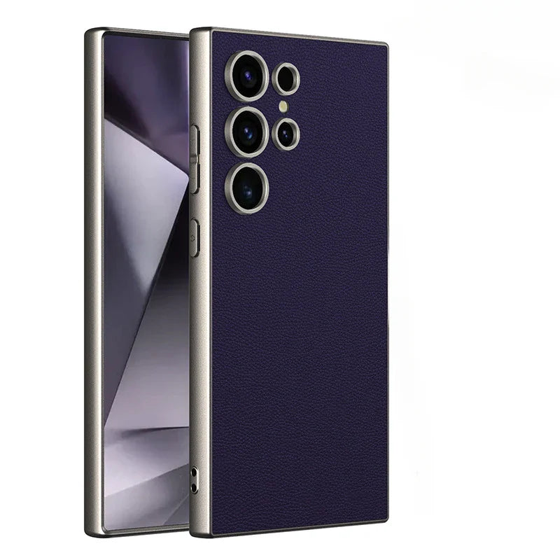Samsung Galaxy S25 Ultra Metallic Frosted Leather Shockproof Case