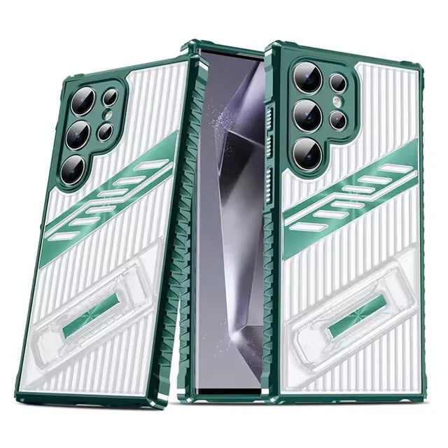 Samsung Galaxy S24 Series Heavy-Duty Armor Shockproof Case with Kickstand