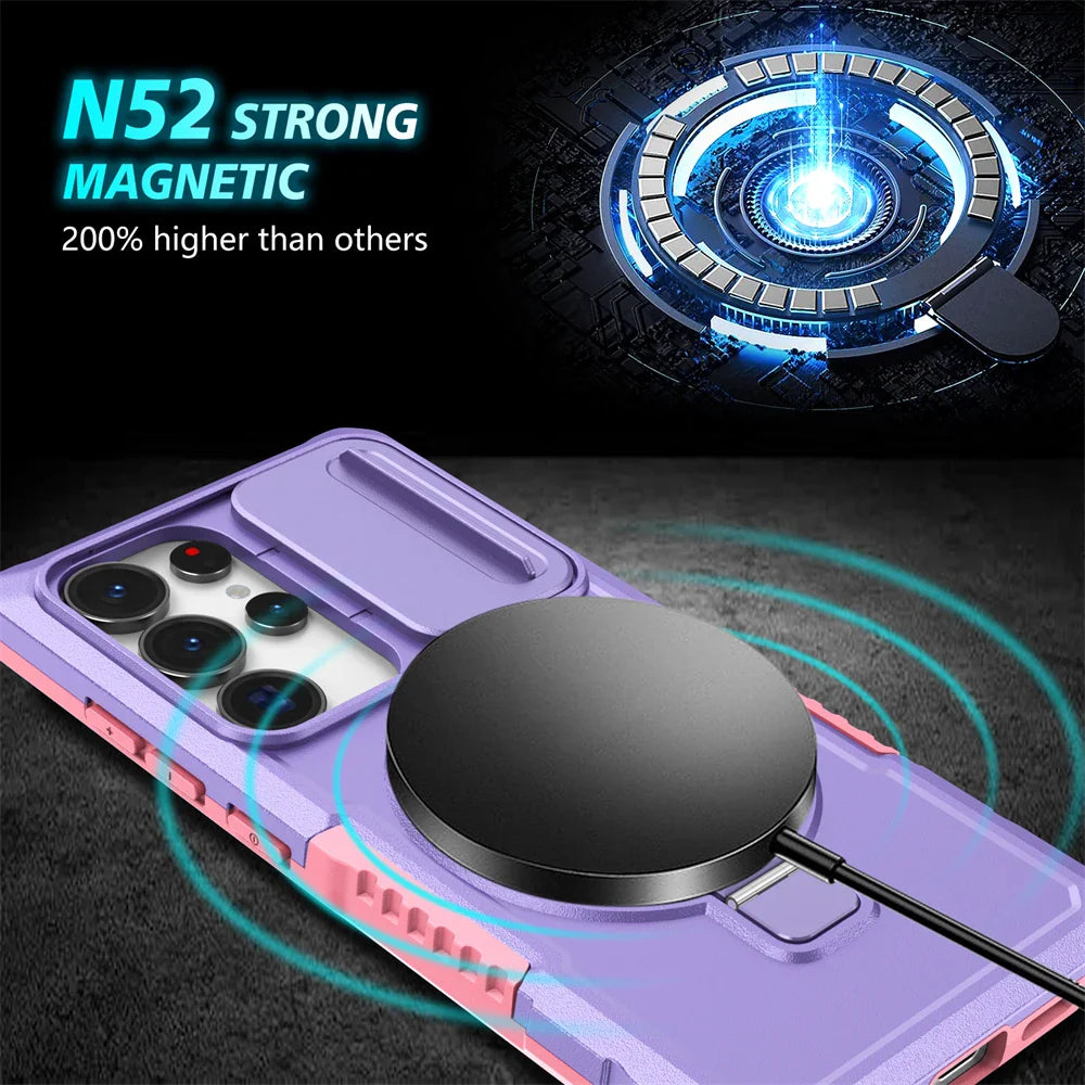 Samsung Galaxy S25 Series Rugged Hybrid Armor Magnetic Case