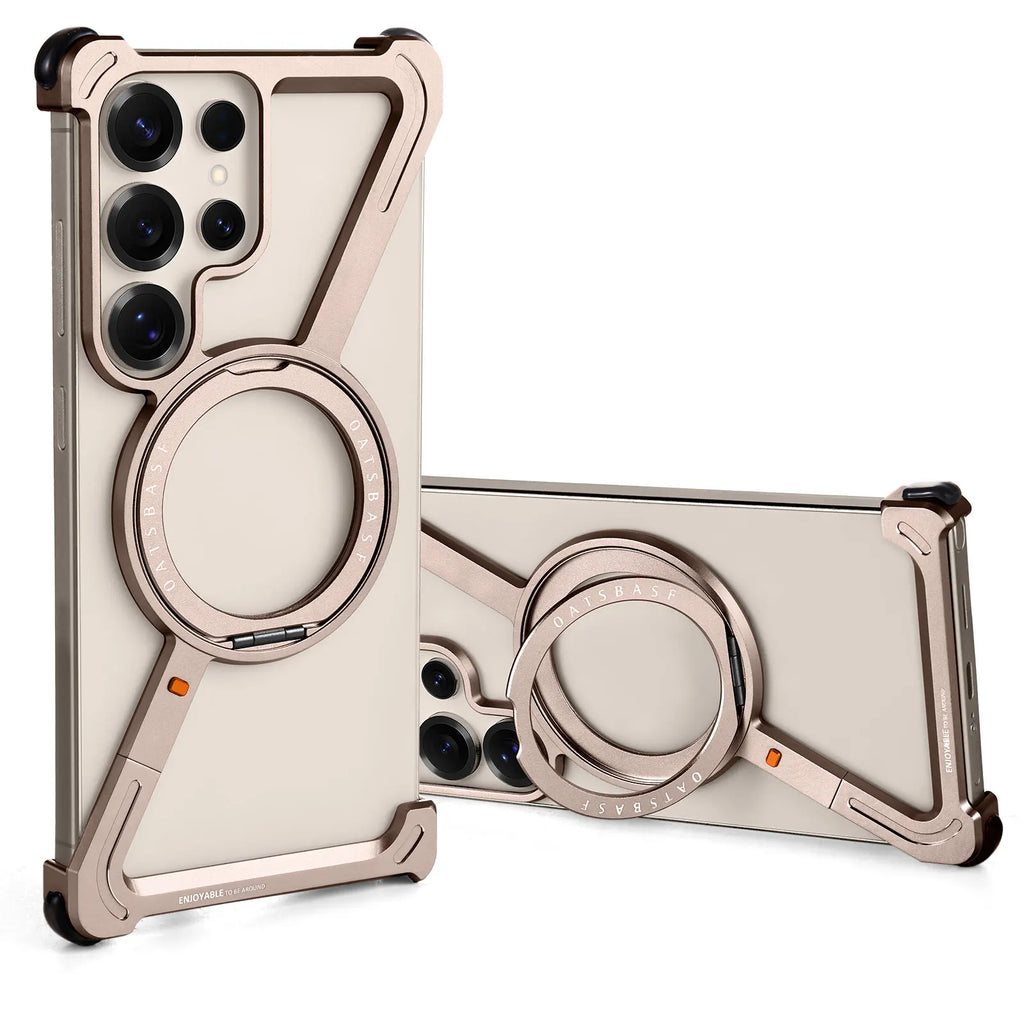 Samsung Galaxy S25 Ultra Frameless Metal Case with 360° Rotating Stand