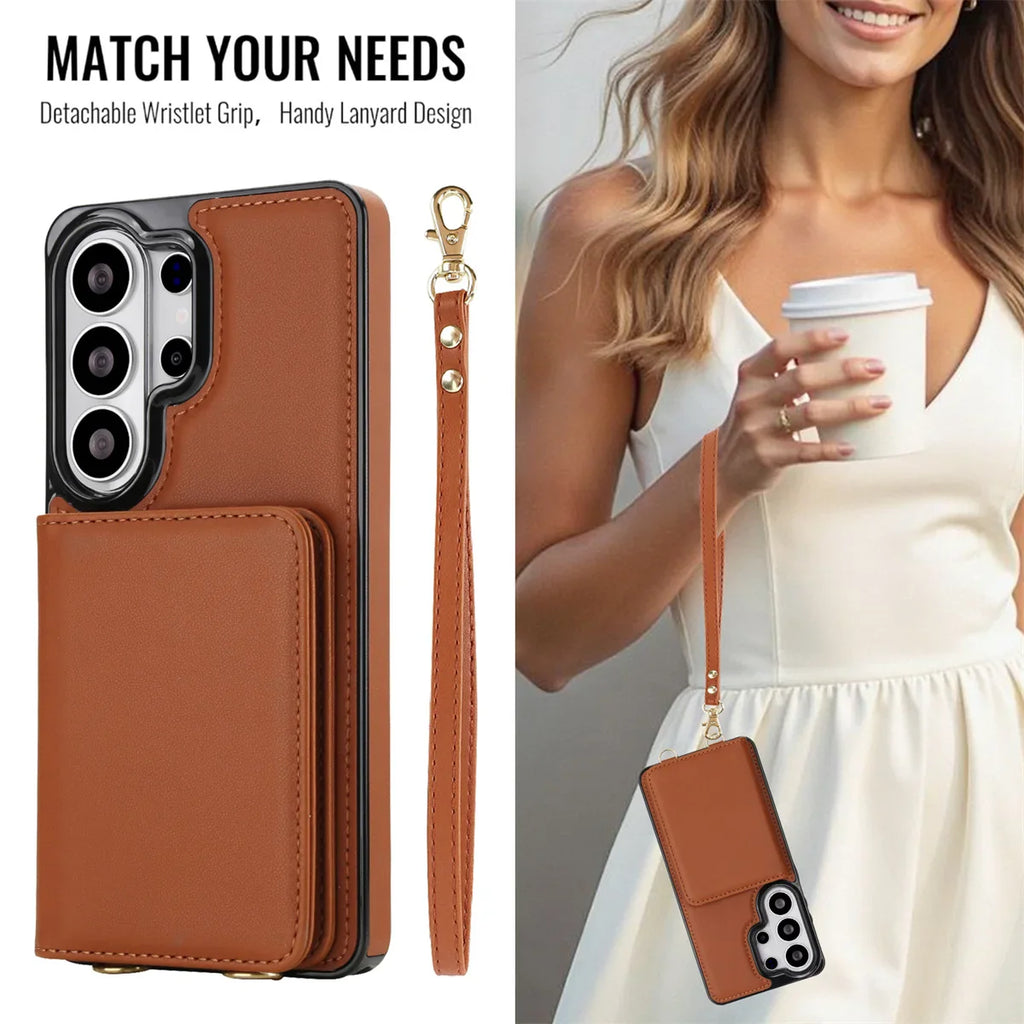 Samsung Galaxy S26 Series Case with RFID Wallet and Crossbody Strap