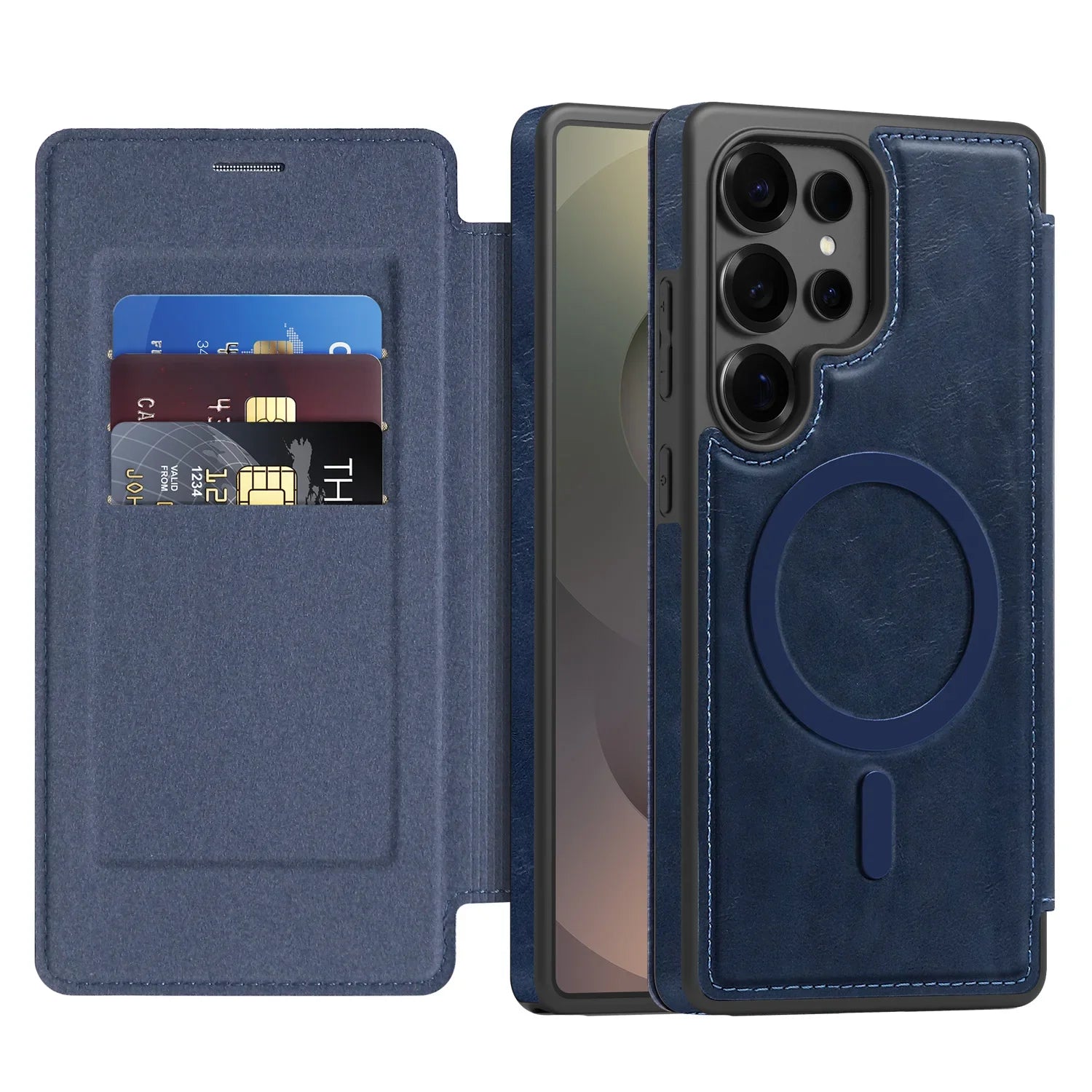 Samsung Galaxy S24 Series PU Leather Flip Magnetic Case with Card Holder