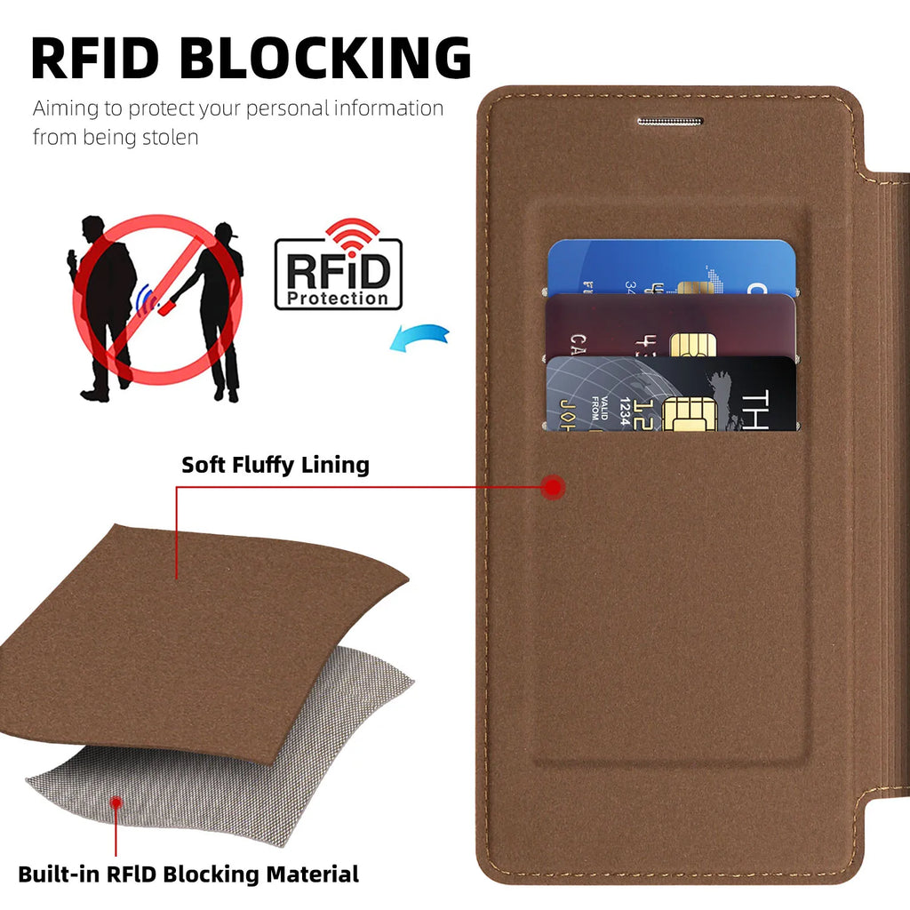Samsung Galaxy S25 Series PU Leather Flip Magnetic Case with Card Holder