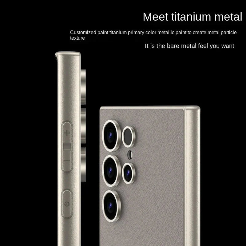 Samsung Galaxy S25 Ultra Metallic Frosted Leather Shockproof Case