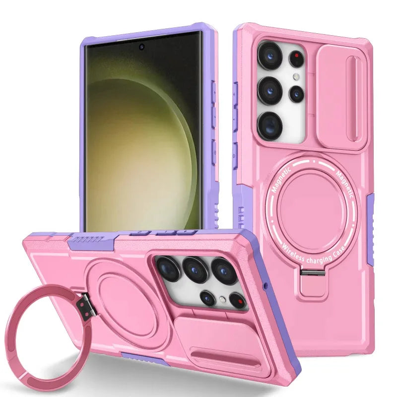 Samsung Galaxy S25 Series Magnetic Hybrid Armor Case with Ring Holder