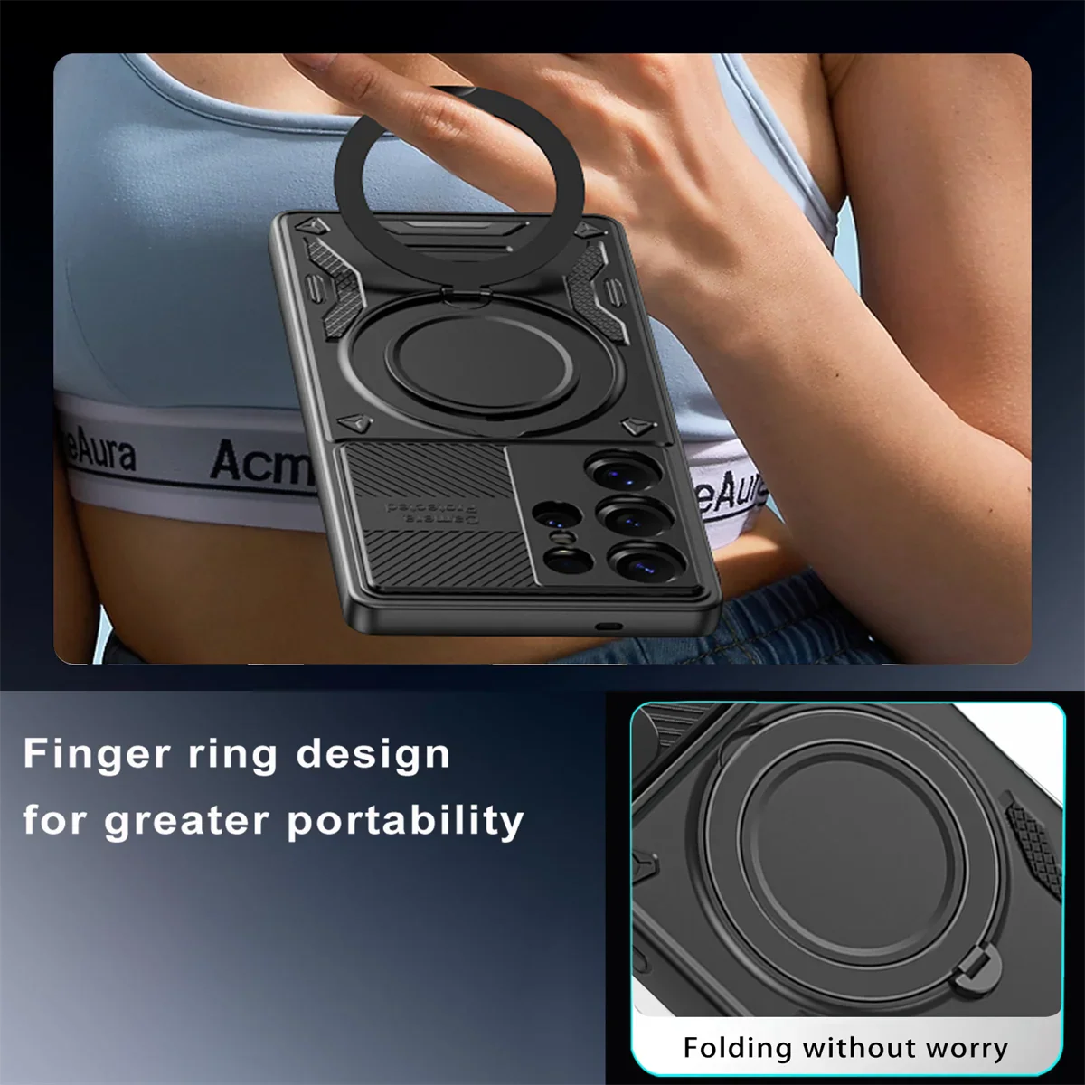 Samsung Galaxy S25 Series Protective Case with Magnetic Ring Holder