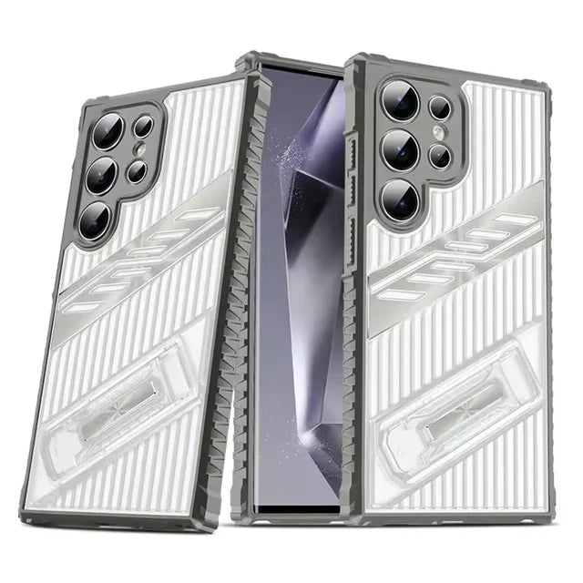 Samsung Galaxy S25 Series Heavy-Duty Armor Shockproof Case with Kickstand