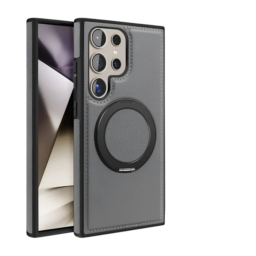 Samsung Galaxy S25 Series Leather Case with 360° Rotating Stand