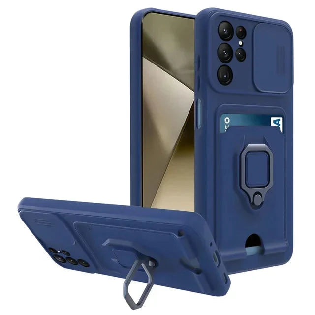 Samsung Galaxy S25 Series Magnetic Phone Case with Camera Cover & Card Slot