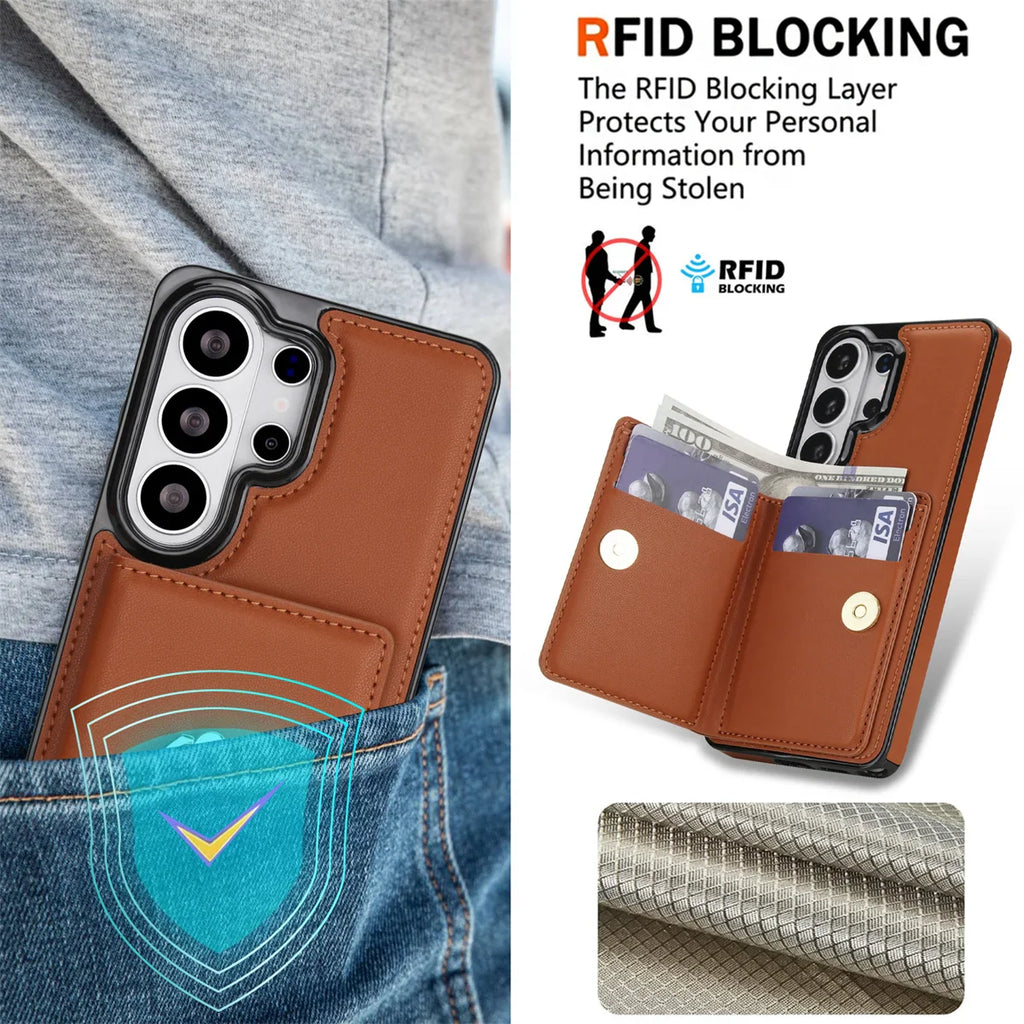 Samsung Galaxy S25 Series Case with Card Slot and Kickstand