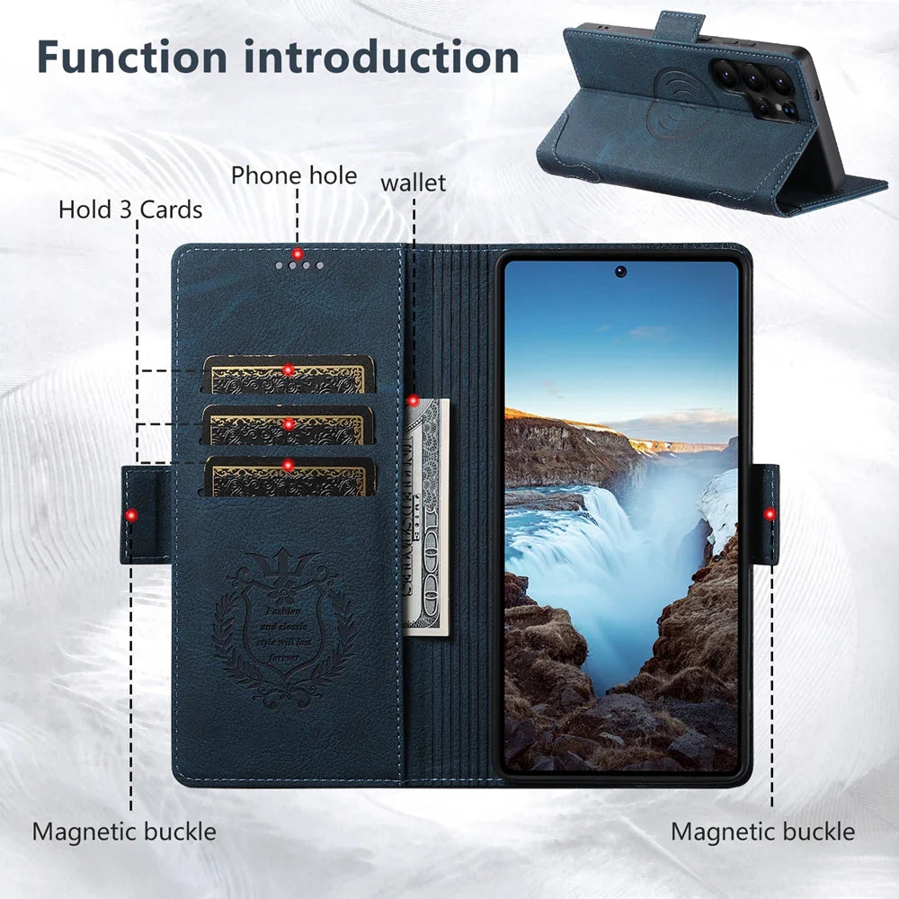 Samsung Galaxy S25 Ultra PU Leather Magnetic Flip Wallet Case