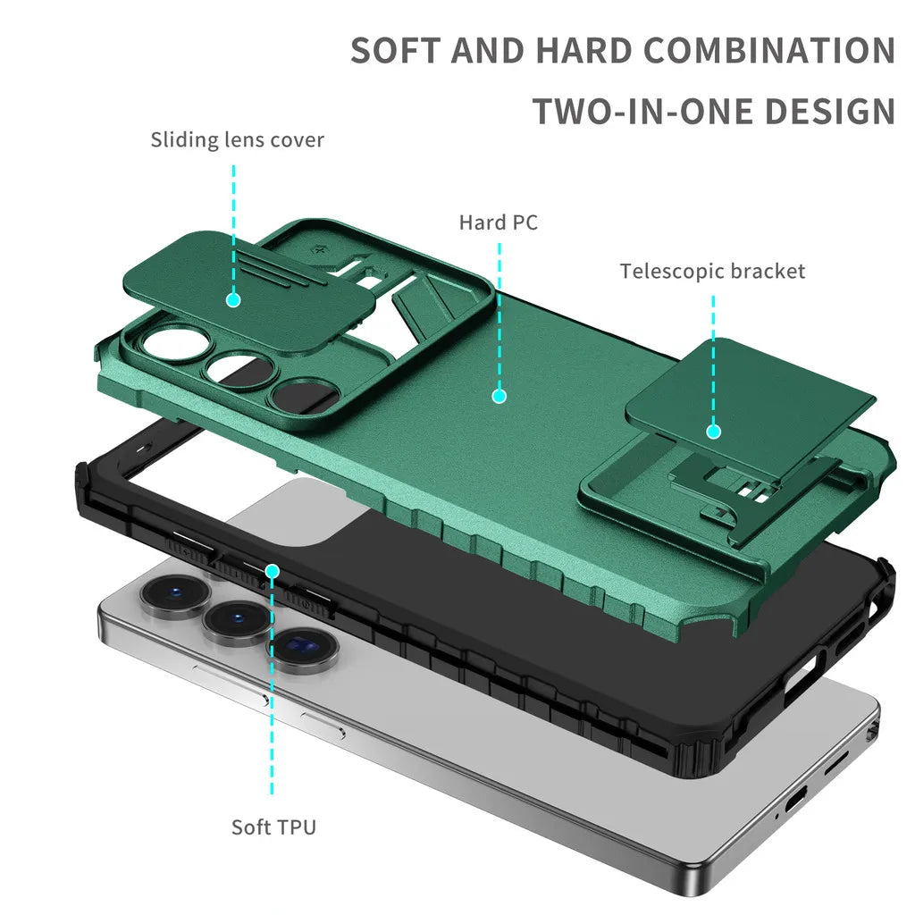 Samsung Galaxy S25 Series Anti-Drop Airbag Case with Camera Slide Cover