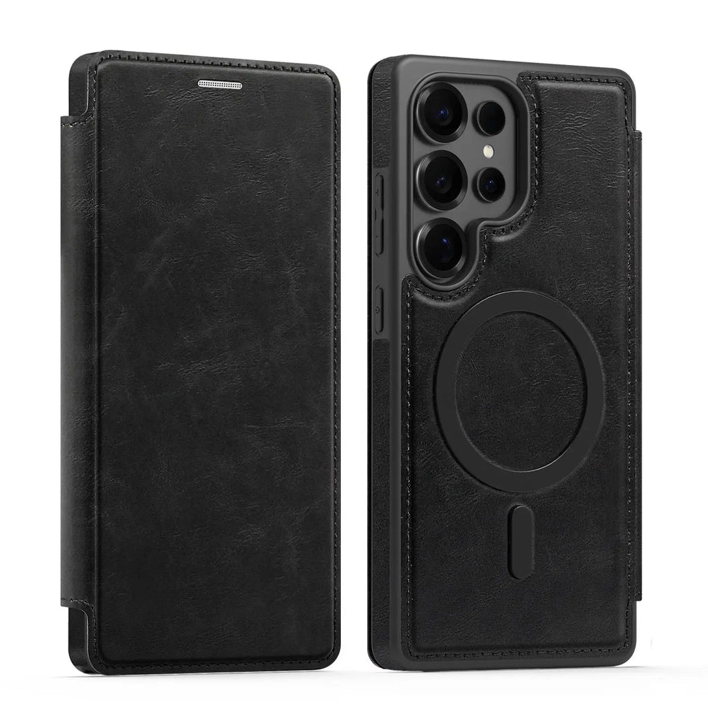 Samsung Galaxy S25 Ultra Protective Magnetic Flip Case with Card Slot